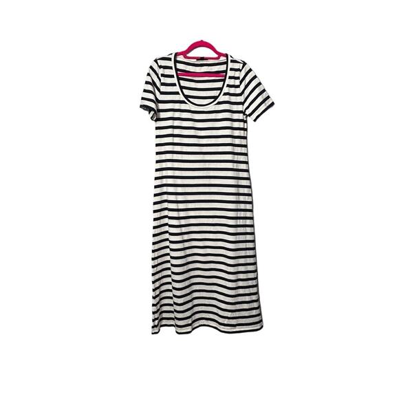 J. Crew Women's Navy Blue White Striped Knit Midi Dress Nautical Prep Size Med - Picture 4 of 15